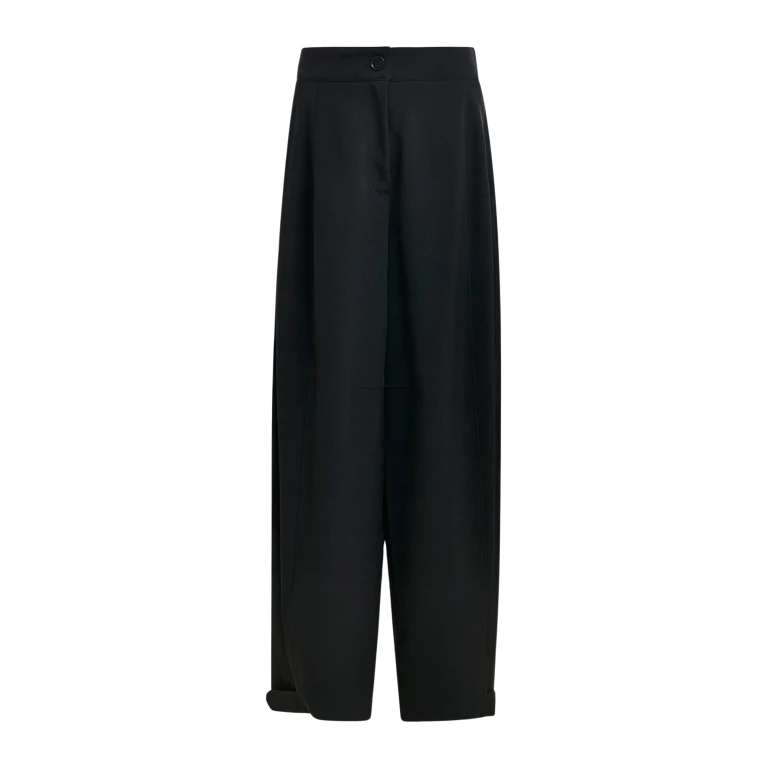 Essentiel Antwerp Black barrel-leg pants with twisted side seams - Essentiel Antwerp Pants - Colorful Belgian Design - Shop at Luxury Shoes 
