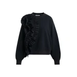 Essentiel Antwerp Black cotton-blend sweatshirt with ruffle details - Essentiel Antwerp Shirts - Colorful Belgian Design - Shop at Luxury Shoes 