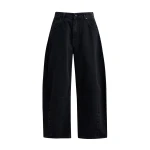Essentiel Antwerp Black cotton cropped barrel-leg jeans - Essentiel Antwerp Pants - Colorful Belgian Design - Shop at Luxury Shoes 