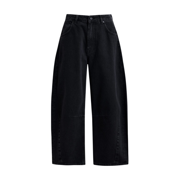 Essentiel Antwerp Black cotton cropped barrel-leg jeans - Essentiel Antwerp Pants - Colorful Belgian Design - Shop at Luxury Shoes 