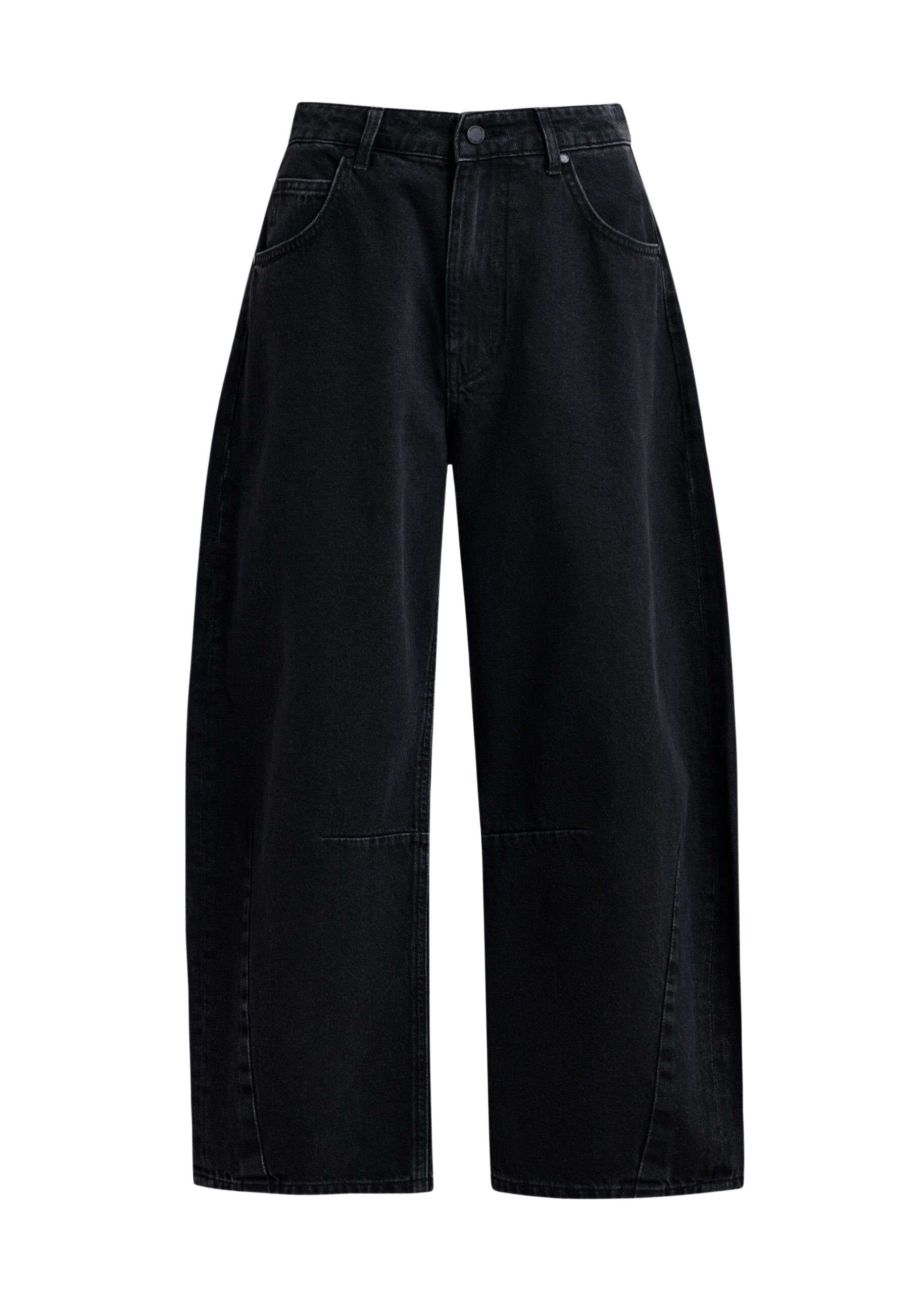 Essentiel Antwerp Black cotton cropped barrel-leg jeans - Essentiel Antwerp Pants - Colorful Belgian Design - Shop at Luxury Shoes 