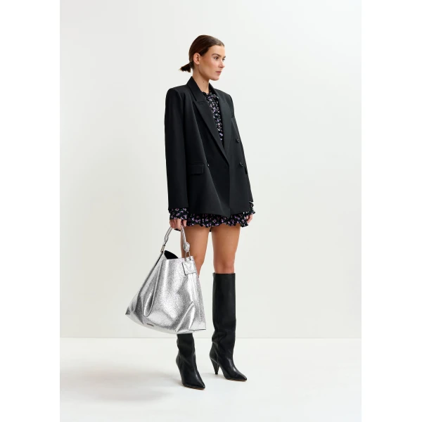 Essentiel Antwerp Black double-breasted blazer - Essentiel Antwerp Jackets - Colorful Belgian Design - Shop at Luxury Shoes 