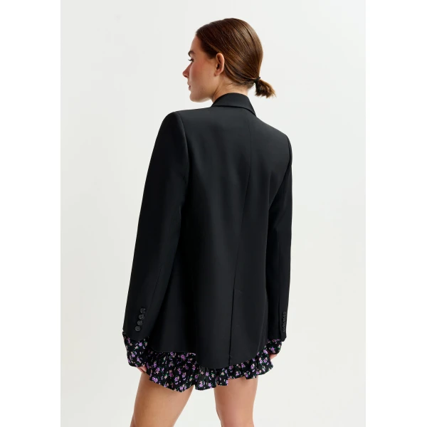 Essentiel Antwerp Black double-breasted blazer - Essentiel Antwerp Jackets - Colorful Belgian Design - Shop at Luxury Shoes 