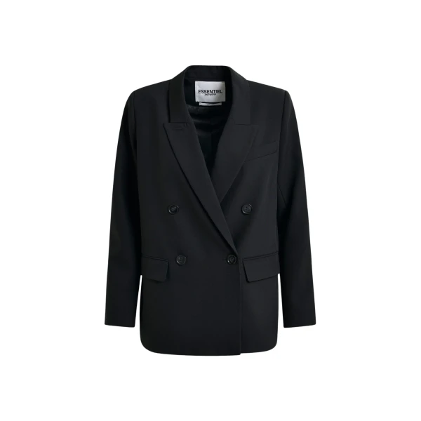 Essentiel Antwerp Black double-breasted blazer - Essentiel Antwerp Jackets - Colorful Belgian Design - Shop at Luxury Shoes 