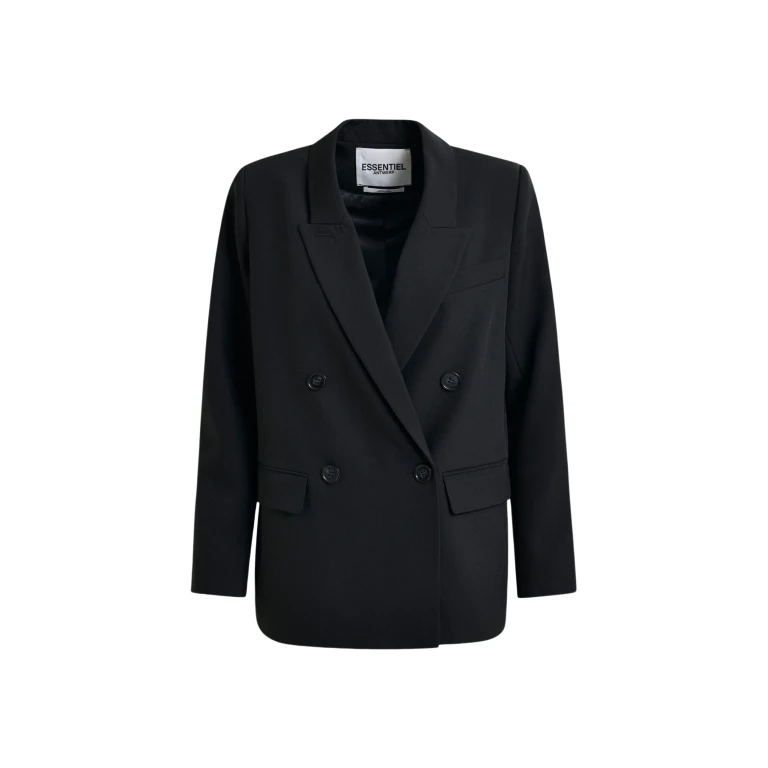 Essentiel Antwerp Black double-breasted blazer - Essentiel Antwerp Jackets - Colorful Belgian Design - Shop at Luxury Shoes 