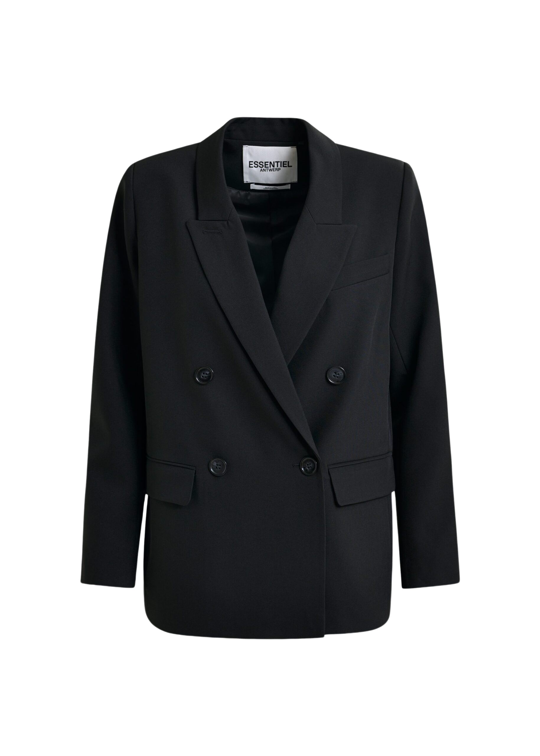 Essentiel Antwerp Black double-breasted blazer - Essentiel Antwerp Jackets - Colorful Belgian Design - Shop at Luxury Shoes 