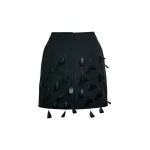 Essentiel Antwerp Black feather-embellished A-line mini skirt - Essentiel Antwerp Skirts - Colorful Belgian Design - Shop at Luxury Shoes 