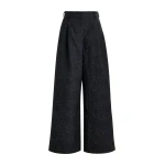 Essentiel Antwerp Black jacquard wide-leg pants - Essentiel Antwerp Pants - Colorful Belgian Design - Shop at Luxury Shoes 