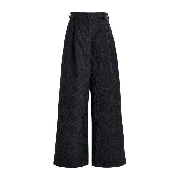 Essentiel Antwerp Black jacquard wide-leg pants - Essentiel Antwerp Pants - Colorful Belgian Design - Shop at Luxury Shoes 