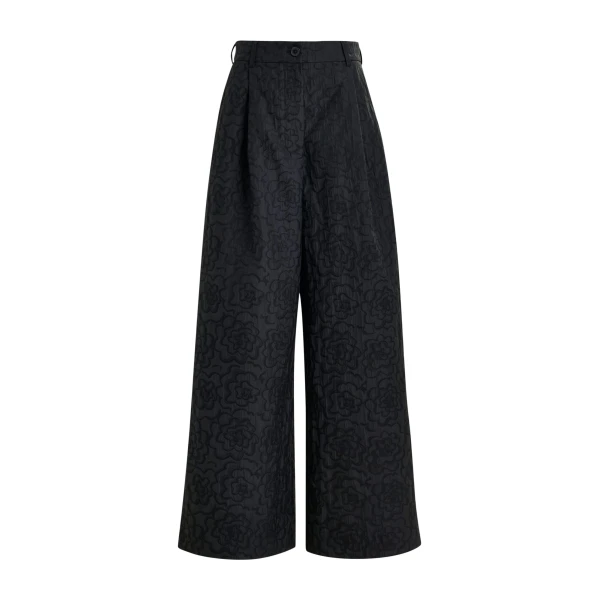 Essentiel Antwerp Black jacquard wide-leg pants - Essentiel Antwerp Pants - Colorful Belgian Design - Shop at Luxury Shoes 