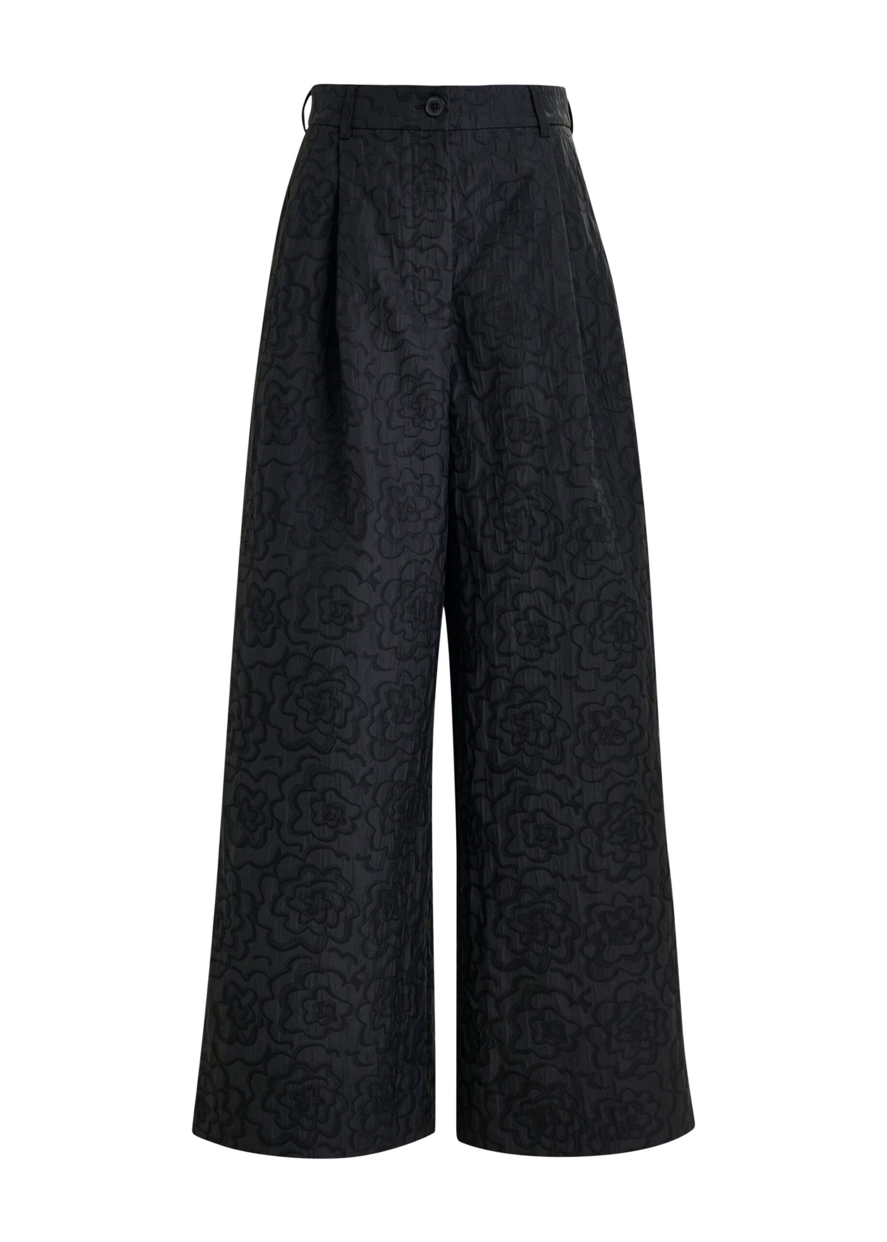 Essentiel Antwerp Black jacquard wide-leg pants - Essentiel Antwerp Pants - Colorful Belgian Design - Shop at Luxury Shoes 
