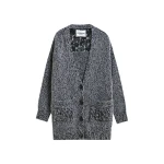 Essentiel Antwerp Black lace-back wool-blend cardigan with fringe details - Essentiel Antwerp Knitwear - Colorful Belgian Design - Shop at Luxury Shoes 