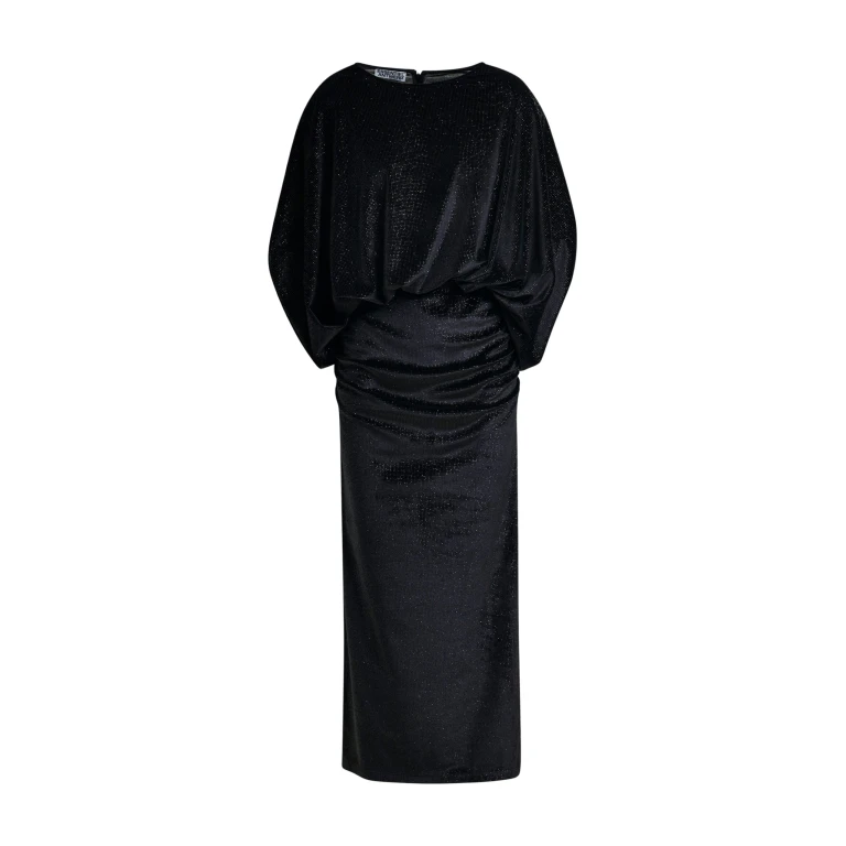 Essentiel Antwerp Black maxi dress with cape-like sleeves - Essentiel Antwerp Dresses - Colorful Belgian Design - Shop at Luxury Shoes 