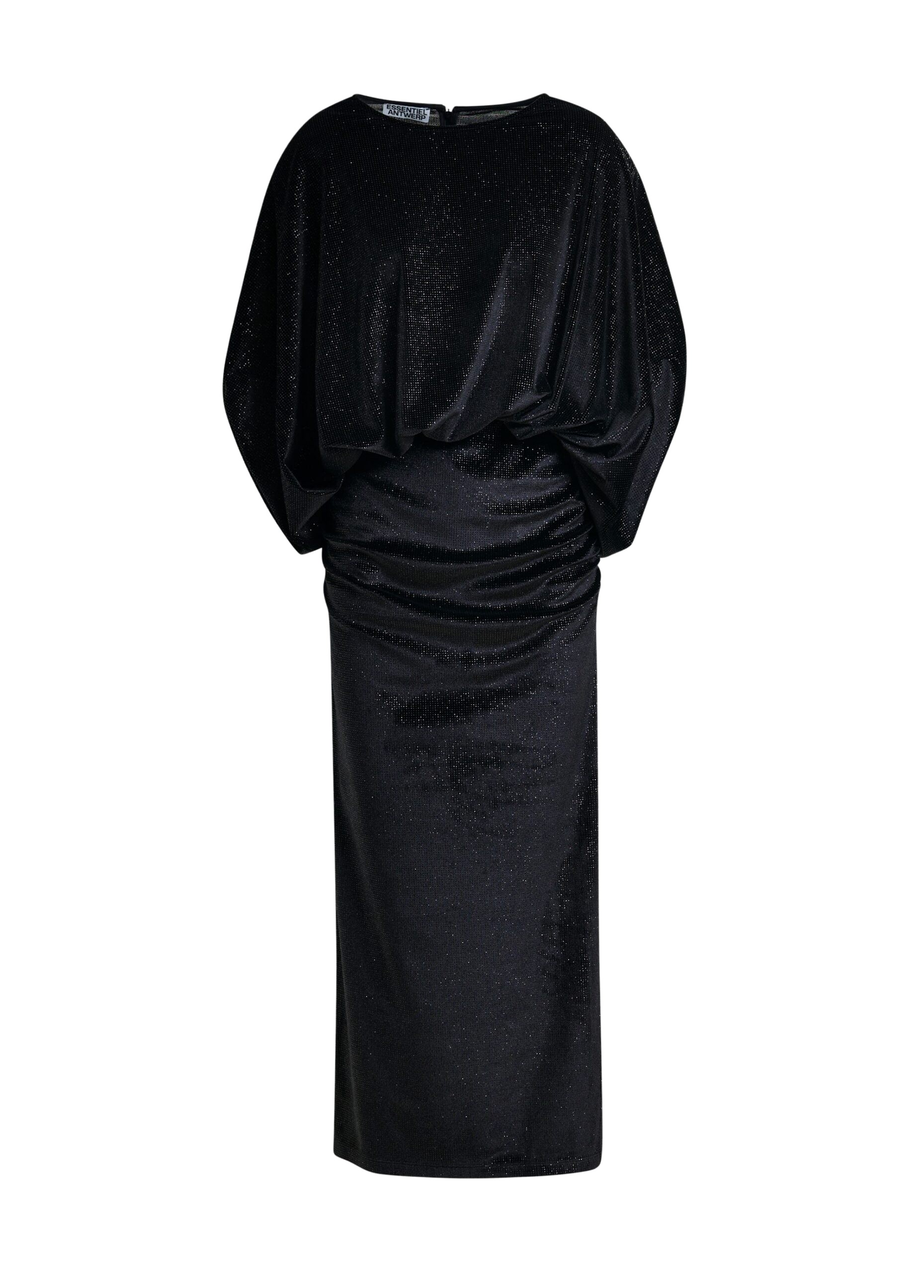 Essentiel Antwerp Black maxi dress with cape-like sleeves