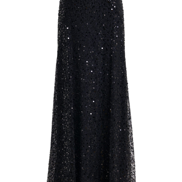 Essentiel Antwerp Black panelled maxi skirt with sequin and bead embellishments