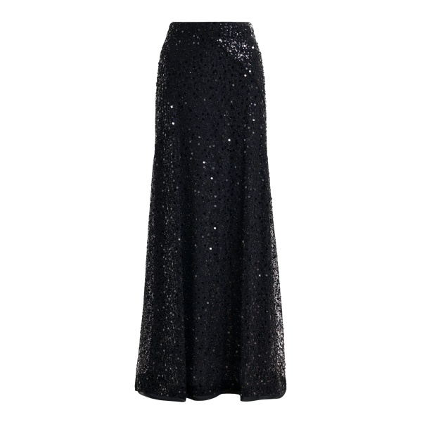 Essentiel Antwerp Black panelled maxi skirt with sequin and bead embellishments - Essentiel Antwerp Skirts - Colorful Belgian Design - Shop at Luxury Shoes 