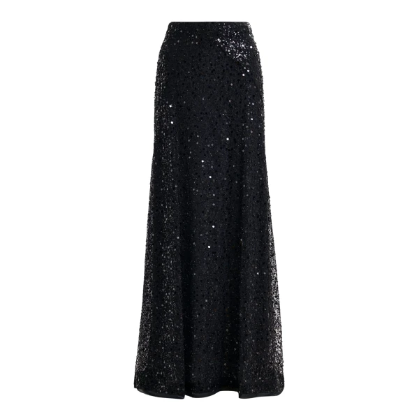 Essentiel Antwerp Black panelled maxi skirt with sequin and bead embellishments - Essentiel Antwerp Skirts - Colorful Belgian Design - Shop at Luxury Shoes 