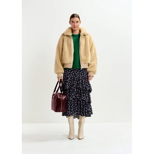 purple and green asymmetrical layered midi skirt - Essentiel Antwerp Skirts - Colorful Belgian Design - Shop at Luxury Shoes 