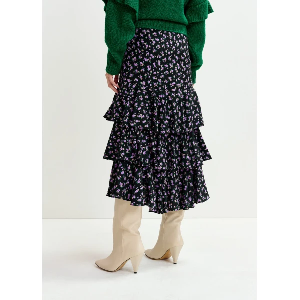 purple and green asymmetrical layered midi skirt - Essentiel Antwerp Skirts - Colorful Belgian Design - Shop at Luxury Shoes 