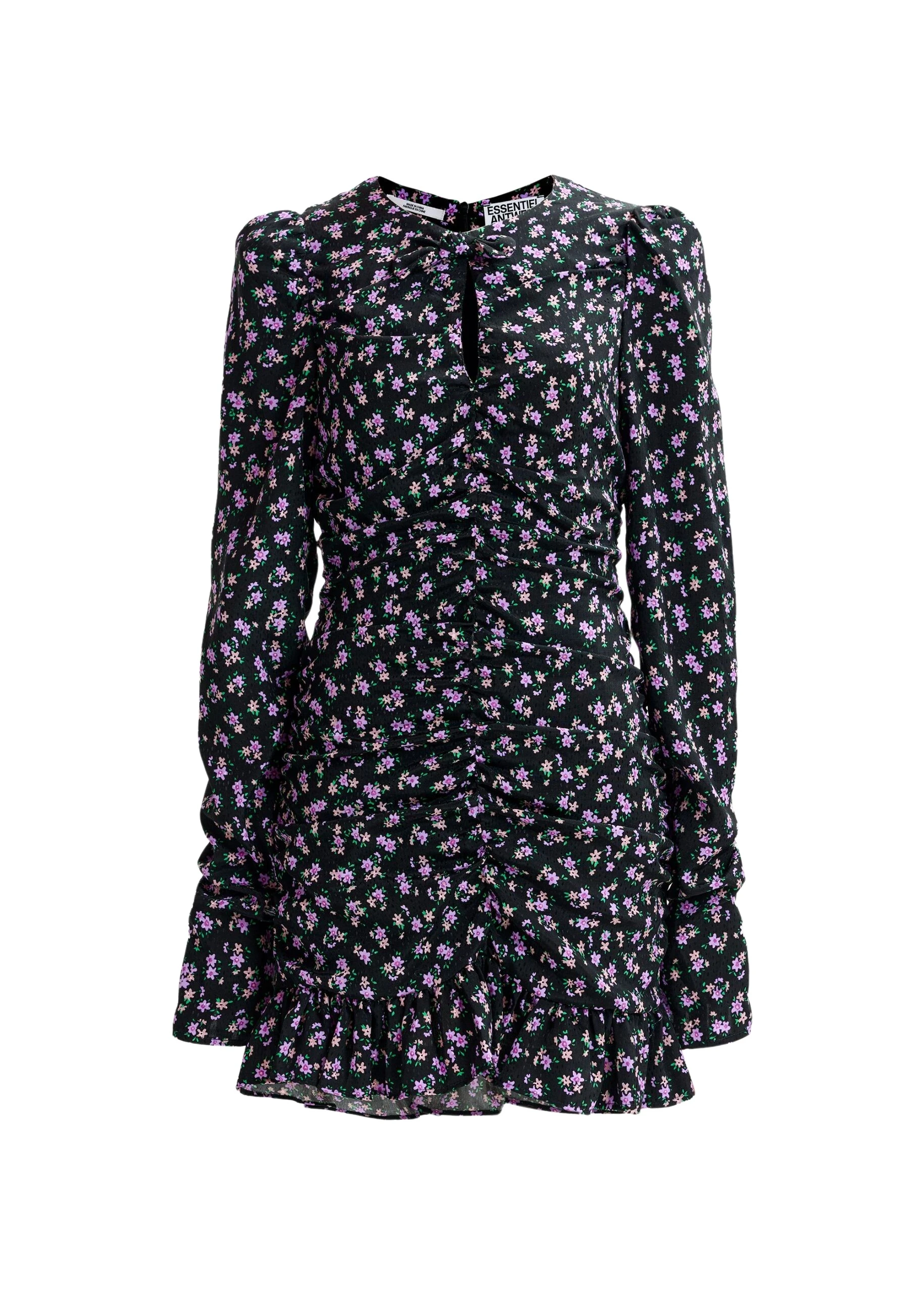 Black-purple-and-green-ruched-printed-mini-dress-Essentiel-Antwerp-Dresses-scaled52359_nobg Essentiel Antwerp Black