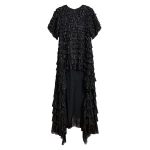 Essentiel Antwerp Black ruffled maxi dress with asymmetric hemline - Essentiel Antwerp Dresses - Colorful Belgian Design - Shop at Luxury Shoes 