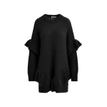 Essentiel Antwerp Black ruffled wool-blend knit mini dress - Essentiel Antwerp Dresses - Colorful Belgian Design - Shop at Luxury Shoes 