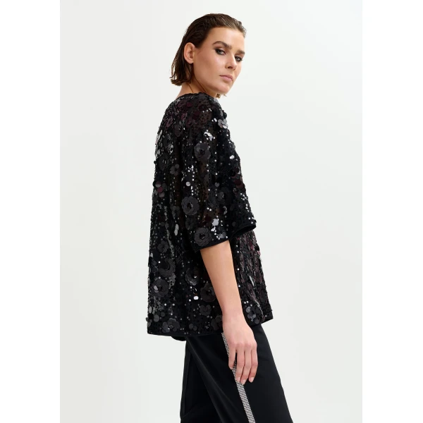 Essentiel Antwerp Black sequin-embellished top - Essentiel Antwerp Tops - Colorful Belgian Design - Shop at Luxury Shoes 