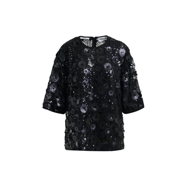 Essentiel Antwerp Black sequin-embellished top - Essentiel Antwerp Tops - Colorful Belgian Design - Shop at Luxury Shoes 