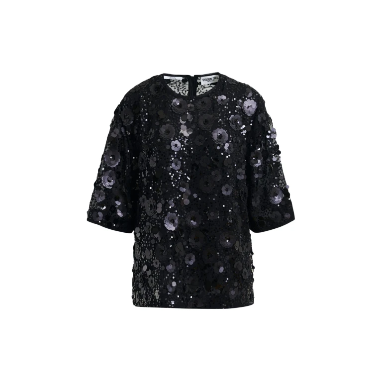 Essentiel Antwerp Black sequin-embellished top - Essentiel Antwerp Tops - Colorful Belgian Design - Shop at Luxury Shoes 