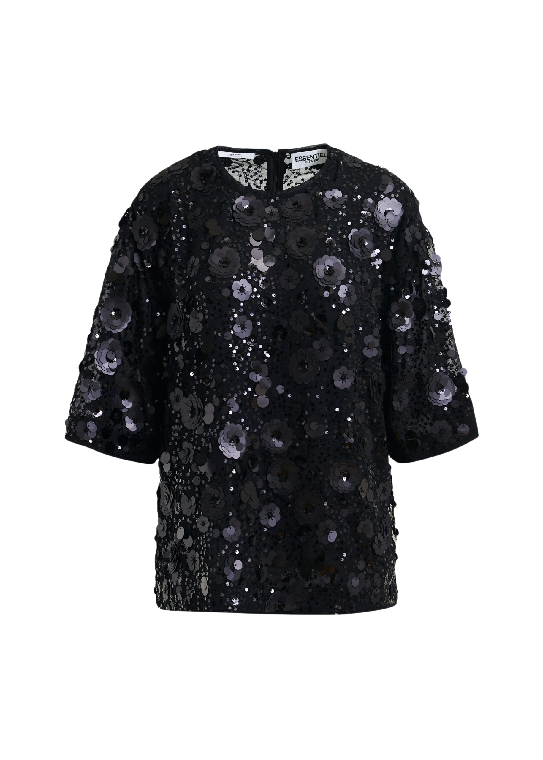 Essentiel Antwerp Black sequin-embellished top