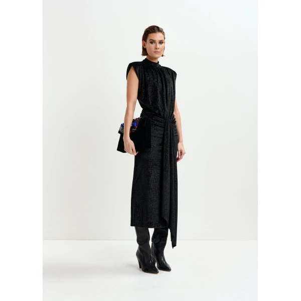 Essentiel Antwerp Black stretch-jersey midi dress - Essentiel Antwerp Dresses - Colorful Belgian Design - Shop at Luxury Shoes 