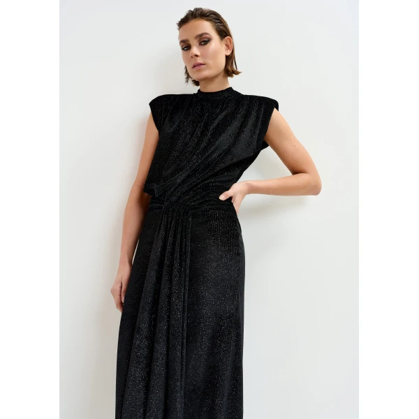 Essentiel Antwerp Black stretch-jersey midi dress - Essentiel Antwerp Dresses - Colorful Belgian Design - Shop at Luxury Shoes 