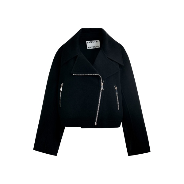 Essentiel Antwerp Black wool double-faced jacket - Essentiel Antwerp Jackets - Colorful Belgian Design - Shop at Luxury Shoes 