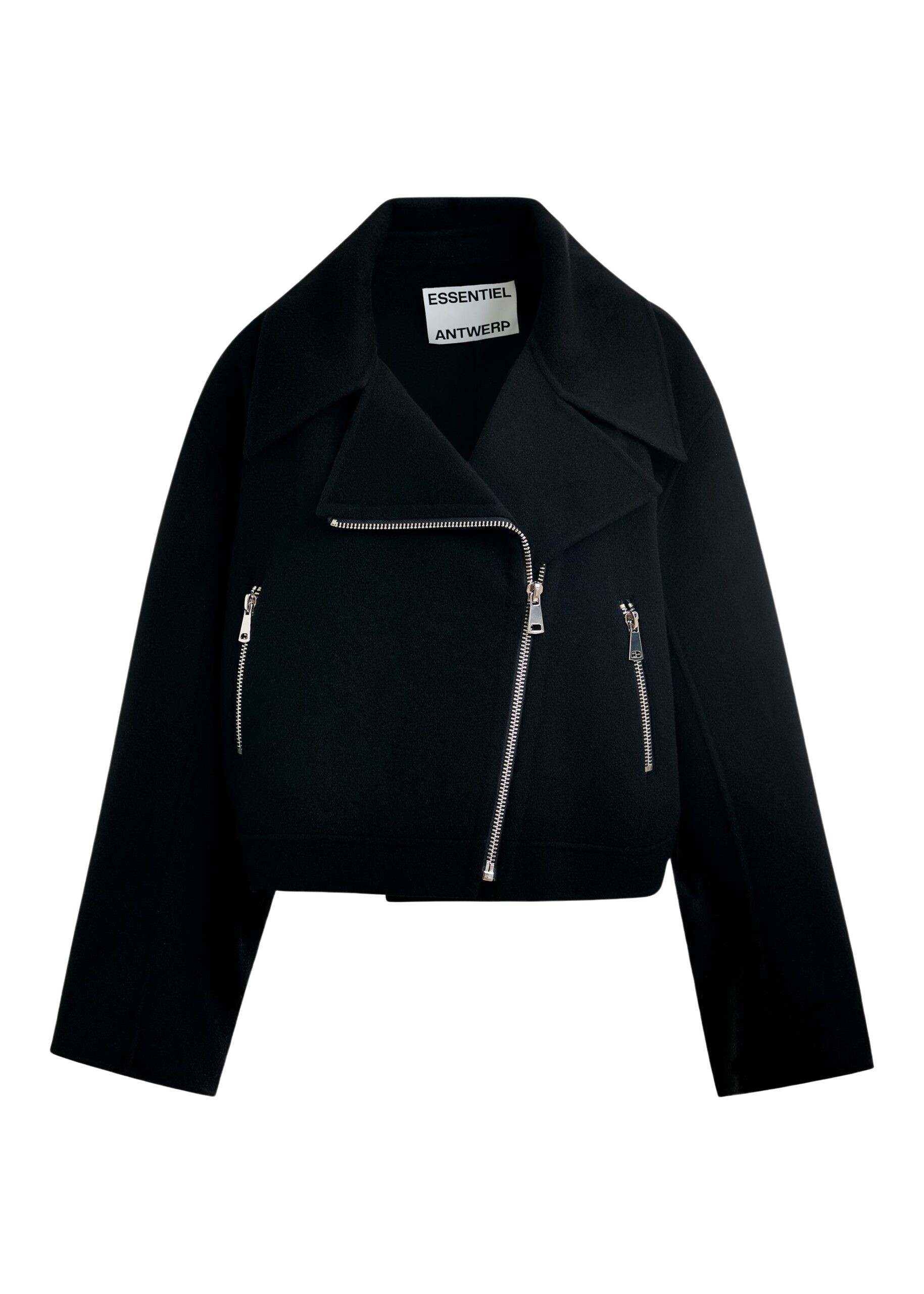 Essentiel Antwerp Black wool double-faced jacket - Essentiel Antwerp Jackets - Colorful Belgian Design - Shop at Luxury Shoes 