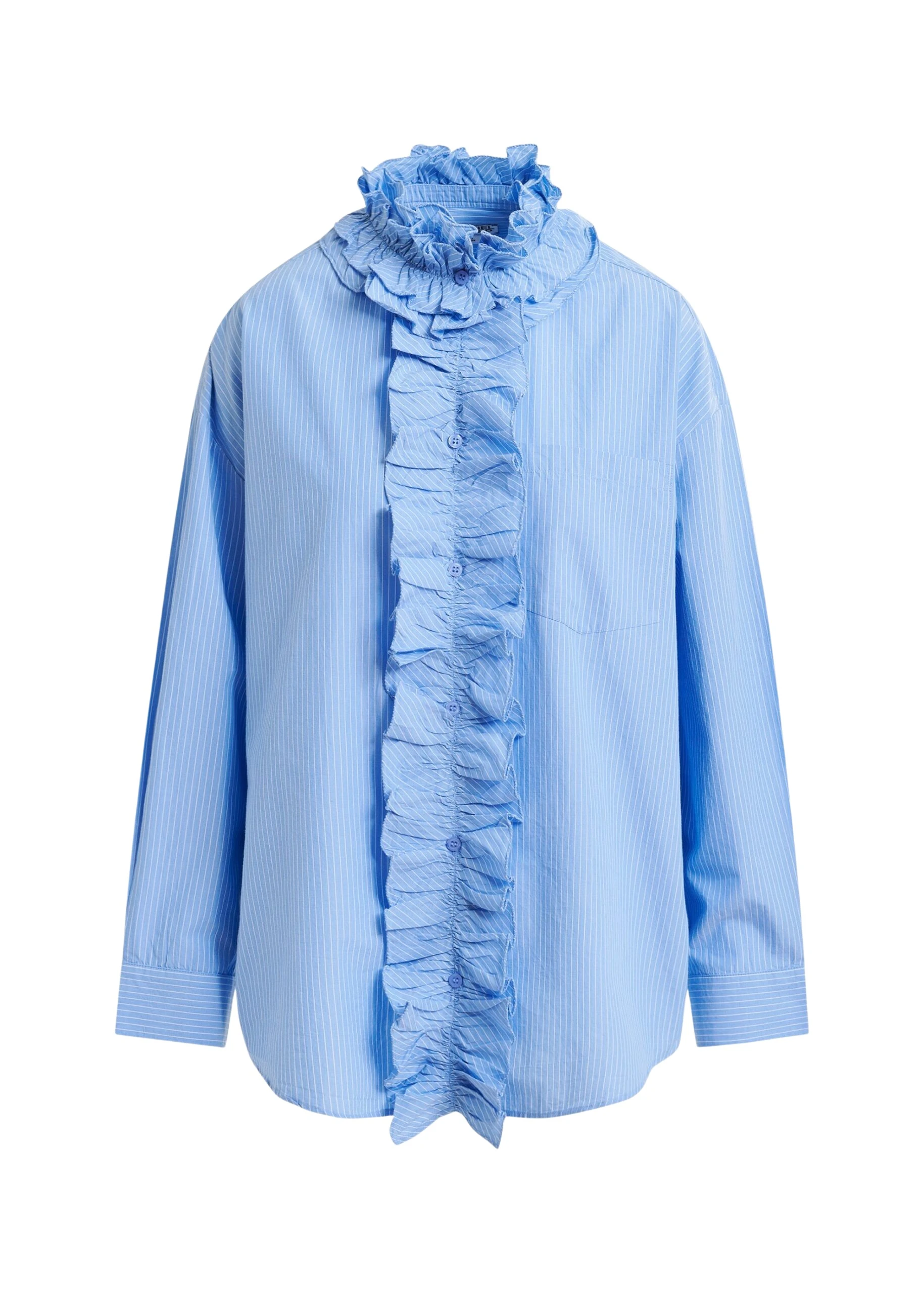 Blue-and-white-oversized-striped-cotton-shirt-with-ruffle-details-Essentiel-Antwerp-Shirts-scaled86739_nobg Essentiel Antwerp Blue and white oversized striped cotton shirt with ruffle details - Essentiel Antwerp Shirts - Colorful Belgian Design - Shop at Luxury Shoes