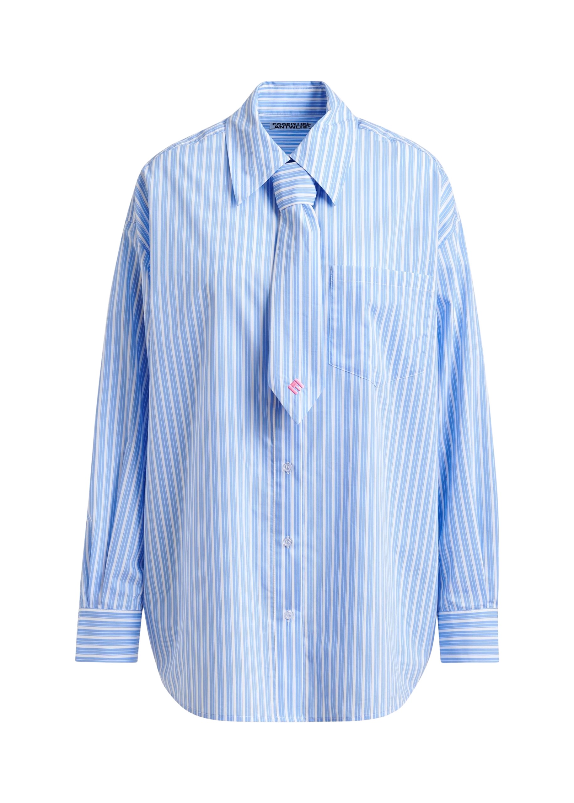 Essentiel Antwerp Blue and white striped shirt with removable tie