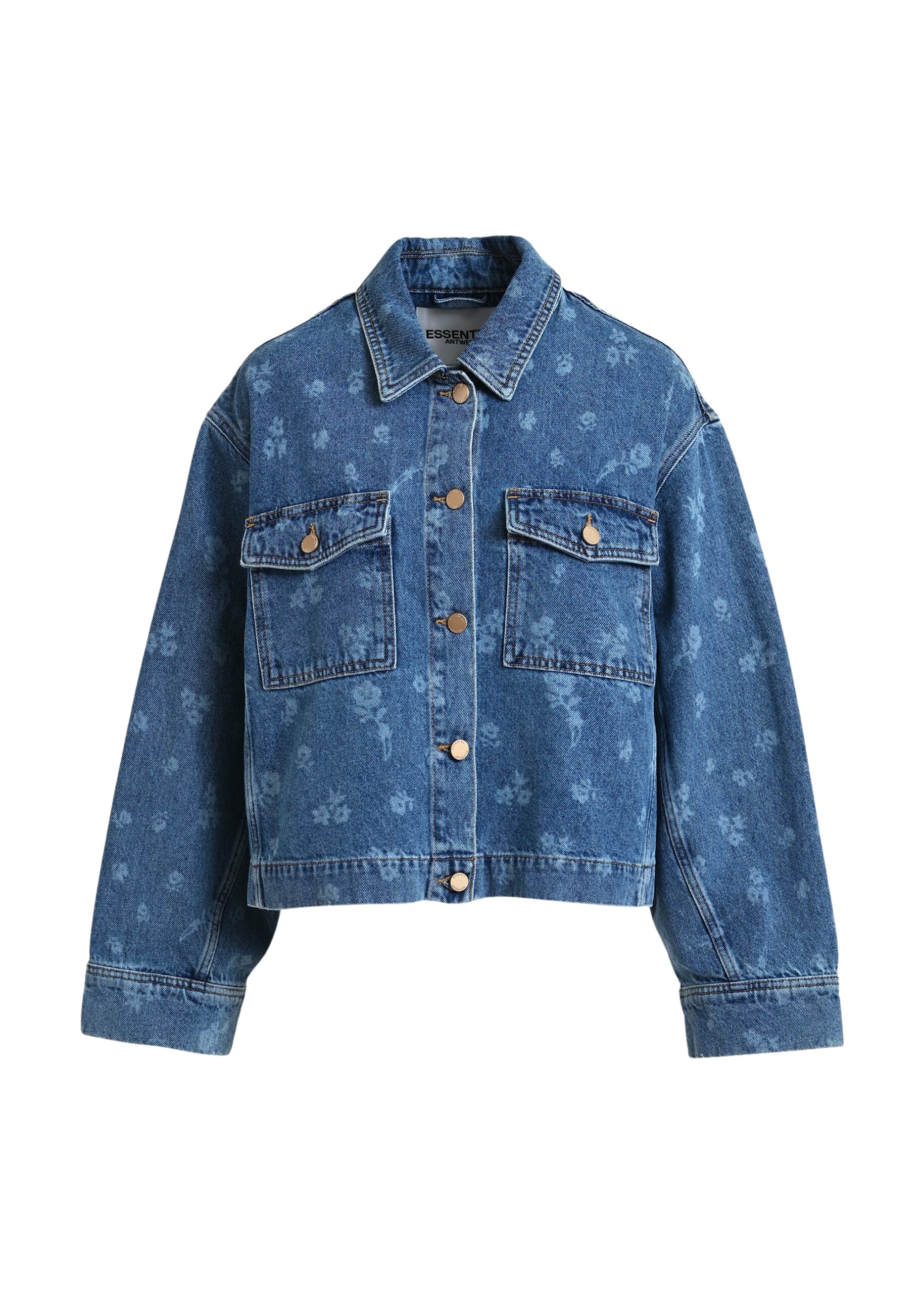 Essentiel Antwerp Blue cropped cotton denim jacket - Essentiel Antwerp Jackets - Colorful Belgian Design - Shop at Luxury Shoes 