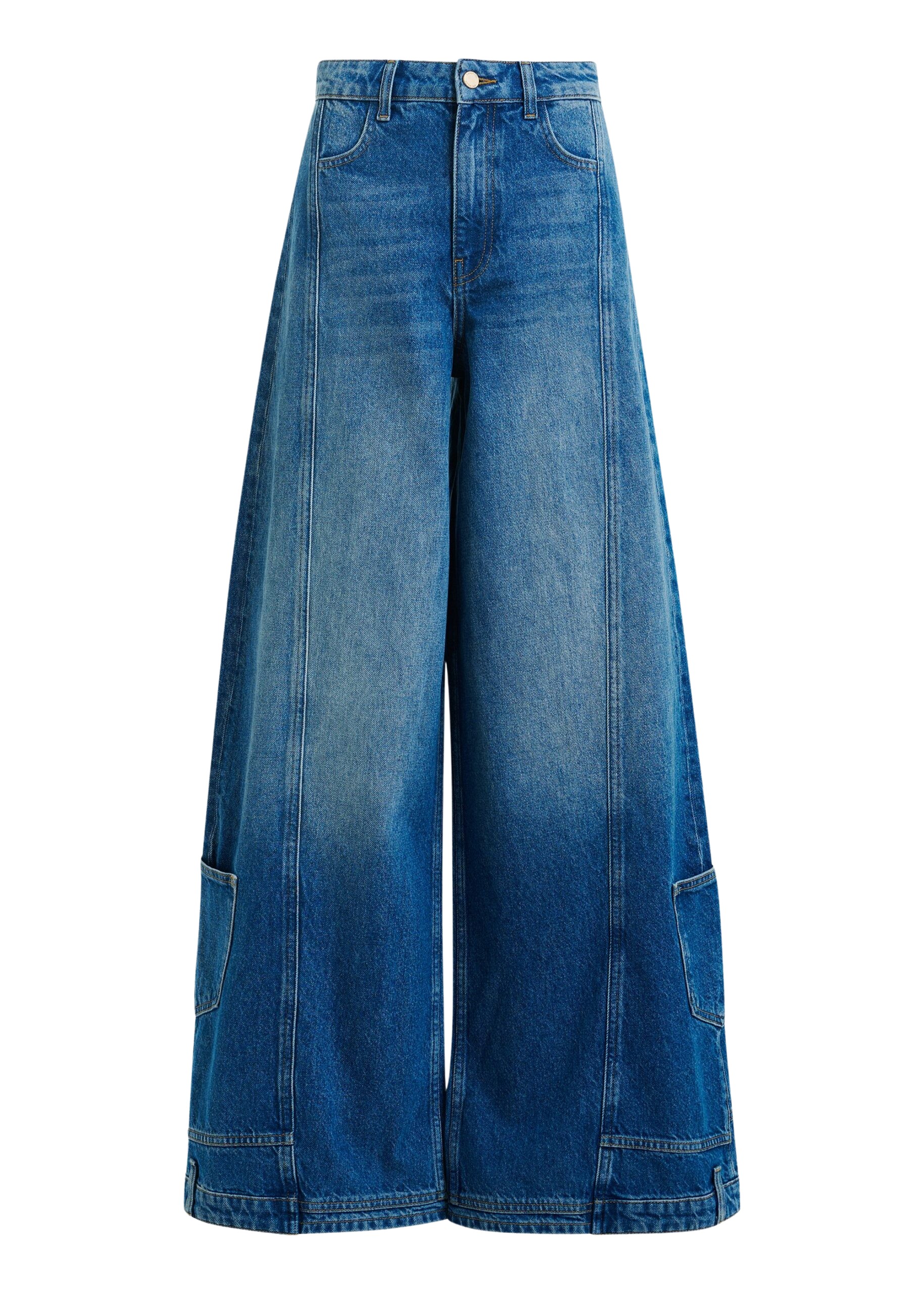 Essentiel Antwerp Blue flared leg cotton dual-panel jeans - Essentiel Antwerp Pants - Colorful Belgian Design - Shop at Luxury Shoes 