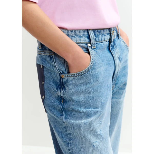 Essentiel Antwerp Blue organic cotton cropped boyfriend jeans - Essentiel Antwerp Pants - Colorful Belgian Design - Shop at Luxury Shoes 
