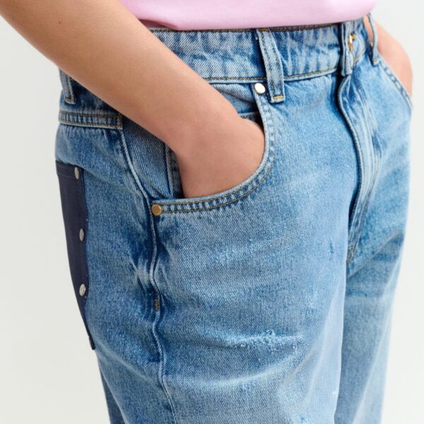 Essentiel Antwerp Blue organic cotton cropped boyfriend jeans, view 3