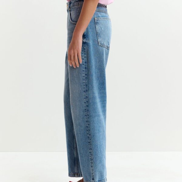 Essentiel Antwerp Blue organic cotton cropped boyfriend jeans, view 4