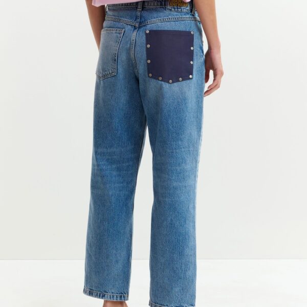 Essentiel Antwerp Blue organic cotton cropped boyfriend jeans, view 5
