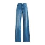 Essentiel Antwerp Blue straight leg jeans with pearl and stud embellishments - Essentiel Antwerp Pants - Colorful Belgian Design - Shop at Luxury Shoes 