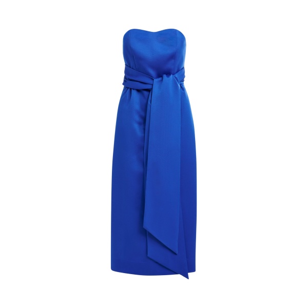 Essentiel Antwerp Blue strapless midi dress with wrap-belt - Essentiel Antwerp Dresses - Colorful Belgian Design - Shop at Luxury Shoes 