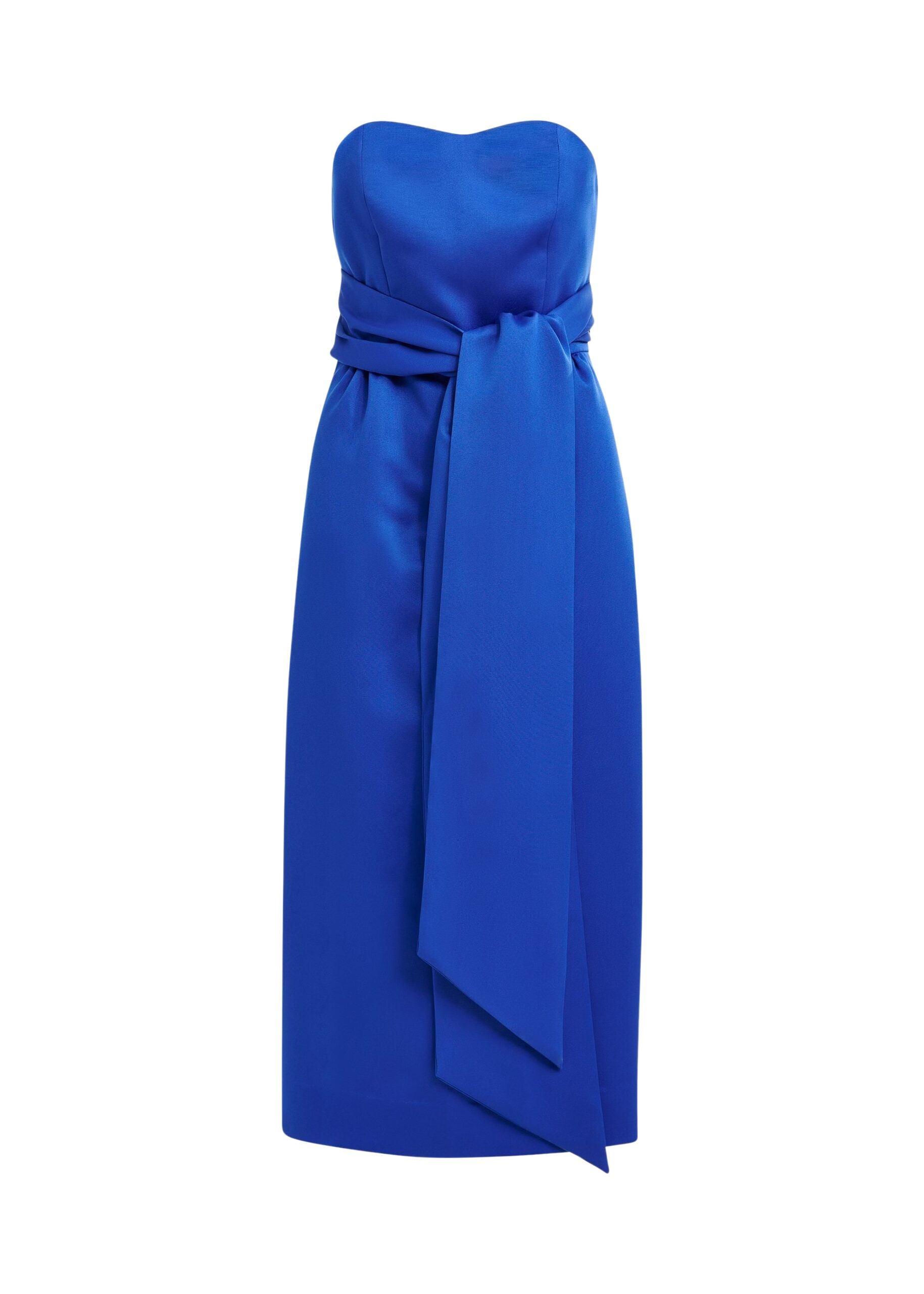 Essentiel Antwerp Blue strapless midi dress with wrap-belt
