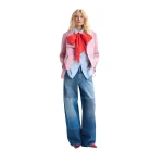 Essentiel Antwerp Blue wide-leg patchwork jeans - Essentiel Antwerp Pants - Colorful Belgian Design - Shop at Luxury Shoes 