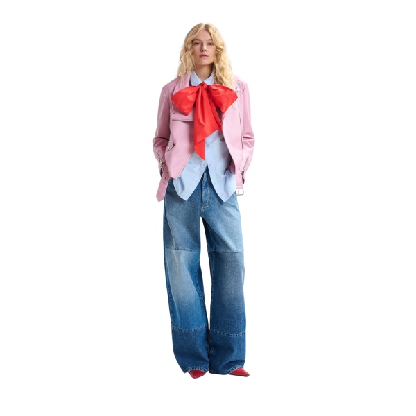 Essentiel Antwerp Blue wide-leg patchwork jeans - Essentiel Antwerp Pants - Colorful Belgian Design - Shop at Luxury Shoes 