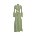 Oscar de la Renta Brooch Embroidered Long Sleeve Caftan - Oscar de la Renta Dresses - American Couture - Shop at Luxury Shoes 