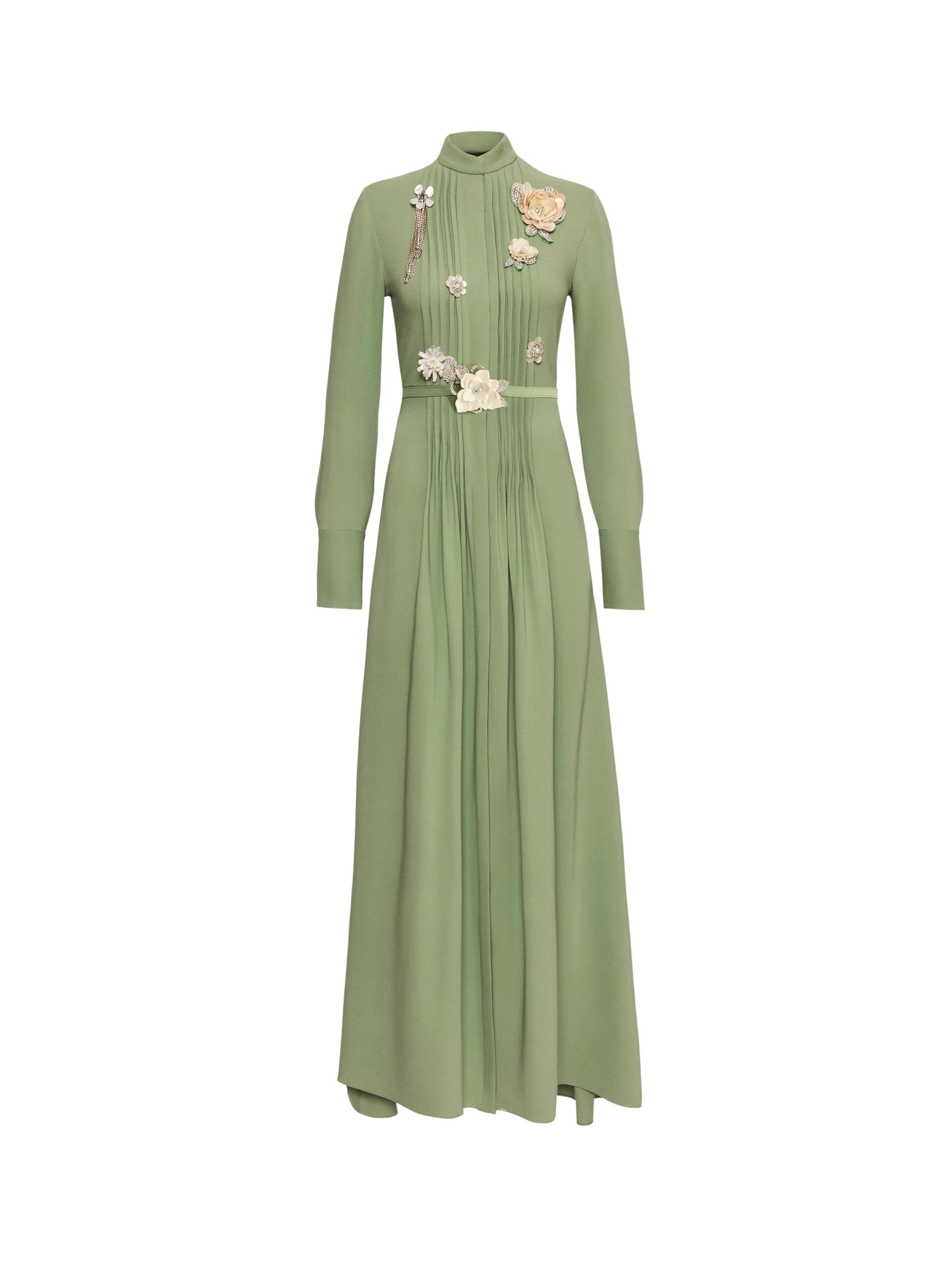 Brooch-Embroidered-Long-Sleeve-Caftan-Oscar-de-la-Renta-Dresses88392_nobg Oscar de la Renta Brooch Embroidered Long Sleeve Caftan - Oscar de la Renta Dresses - American Couture - Shop at Luxury Shoes