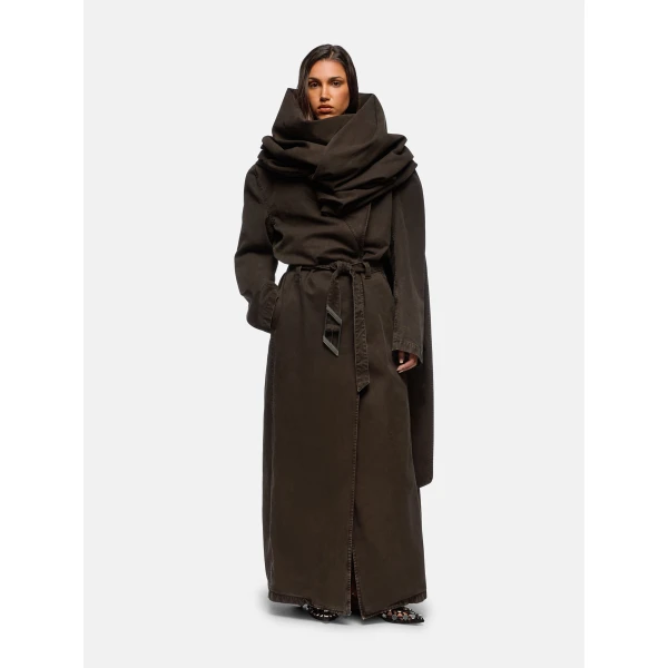The Attico Brown Long Coat - The Attico Coats - Designed by Gilda Ambrosio & Giorgia Tordini - Shop at Luxury Shoes 